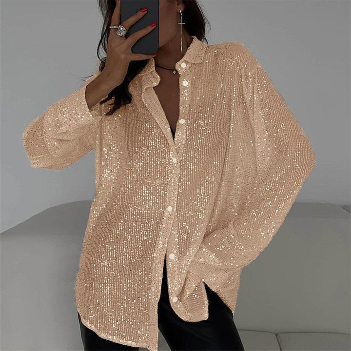 Women's Glittering Oversized Shirt Blouse Amarae