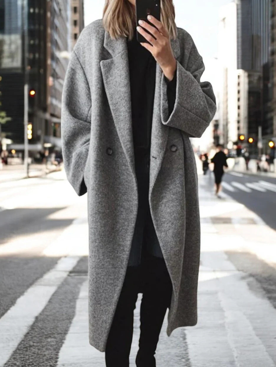 Oversized wool coat for women with a double-button design and a relaxed fit Lune London