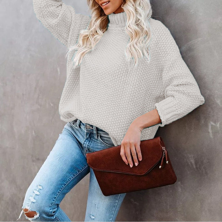 Pull en tricot épais pour femme avec col roulé et coupe décontractée Chic & Stil