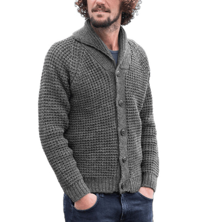 Men's knitted jacket with a fine structure design and practical buttons Lune London