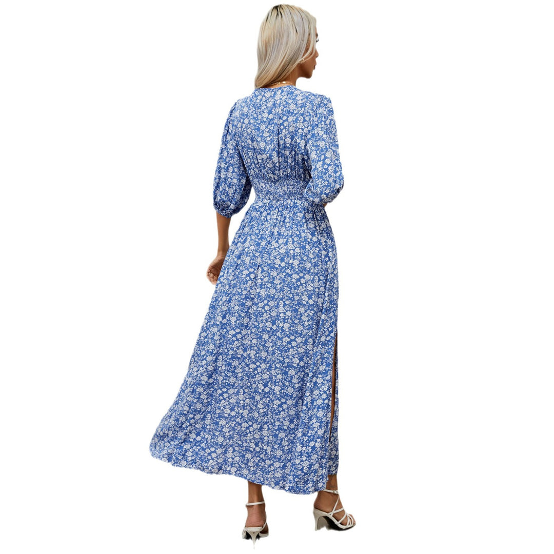 Lune London Floral print maxi dress with button closure for women