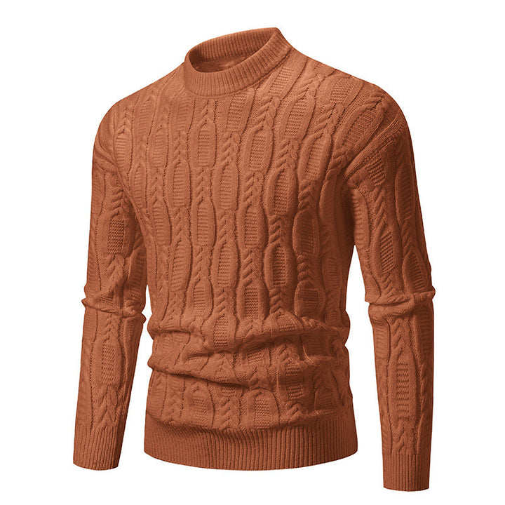 Men's knit sweater with cable design and high collar Lune London