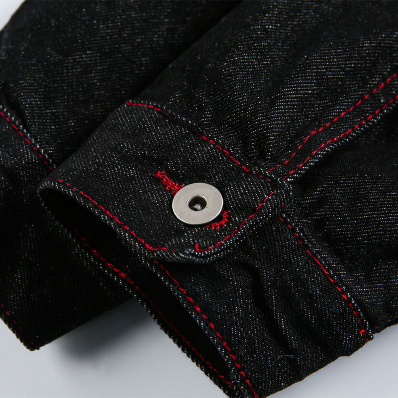 Unisex Boxy Denim Jacket with contrasting decorative stitching and flap pockets Amarae