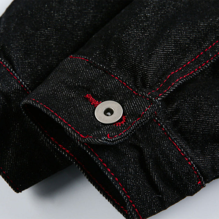 Unisex Boxy Denim Jacket with contrasting decorative stitching and flap pockets Amarae