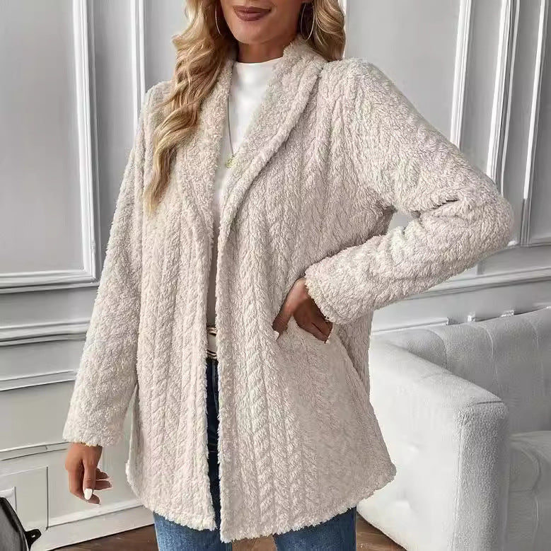Ladies Elegant and Casual Plush Jacket with a Chic and Stylish Textured Design
