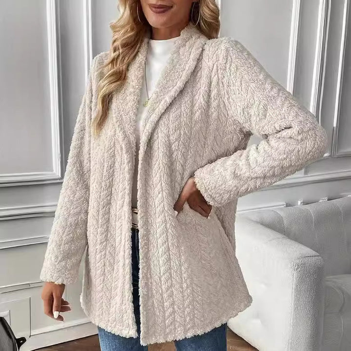 Ladies Elegant and Casual Plush Jacket with a Chic and Stylish Textured Design