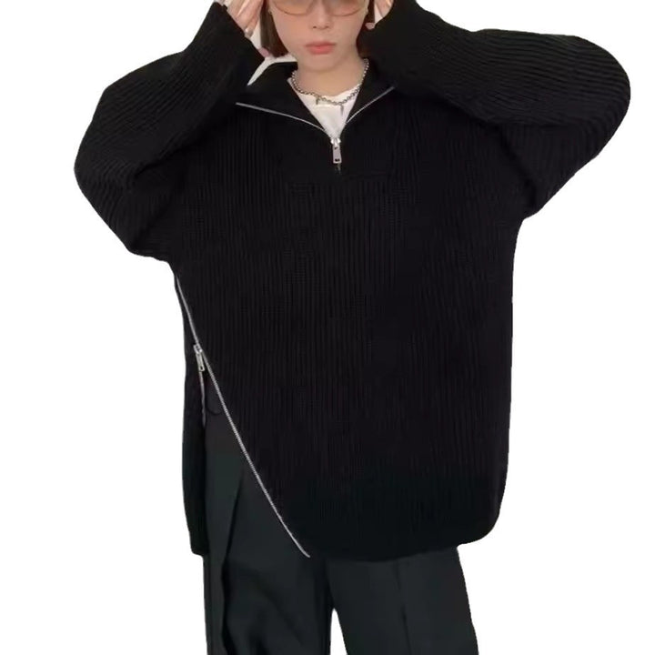 Gros pull en tricot pour femmes avec fermeture éclair et fentes latérales Chic & Stil