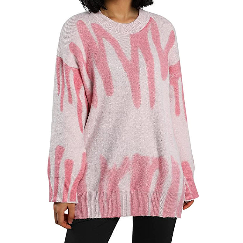 Ladies modern knitted sweater with dynamic graphic design Lune London