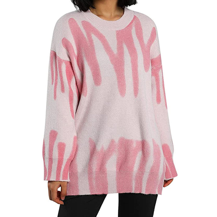 Ladies modern knitted sweater with dynamic graphic design Lune London
