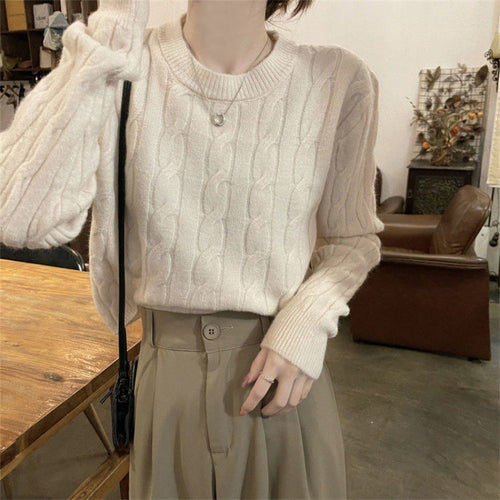 Pull en tricot épais pour femme avec motif en câble texturé et coupe décontractée Chic & Stil