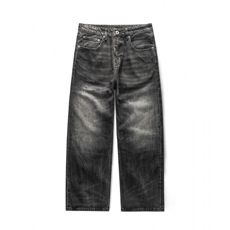Men's loosely cut straight jeans in workwear style with used effect Amarae