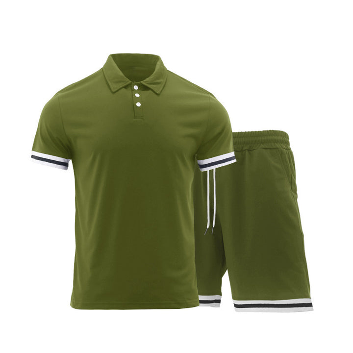 Men's Short Sleeve Sports Set with High-Quality Contrast Stripes and an Elastic Waist Lune London