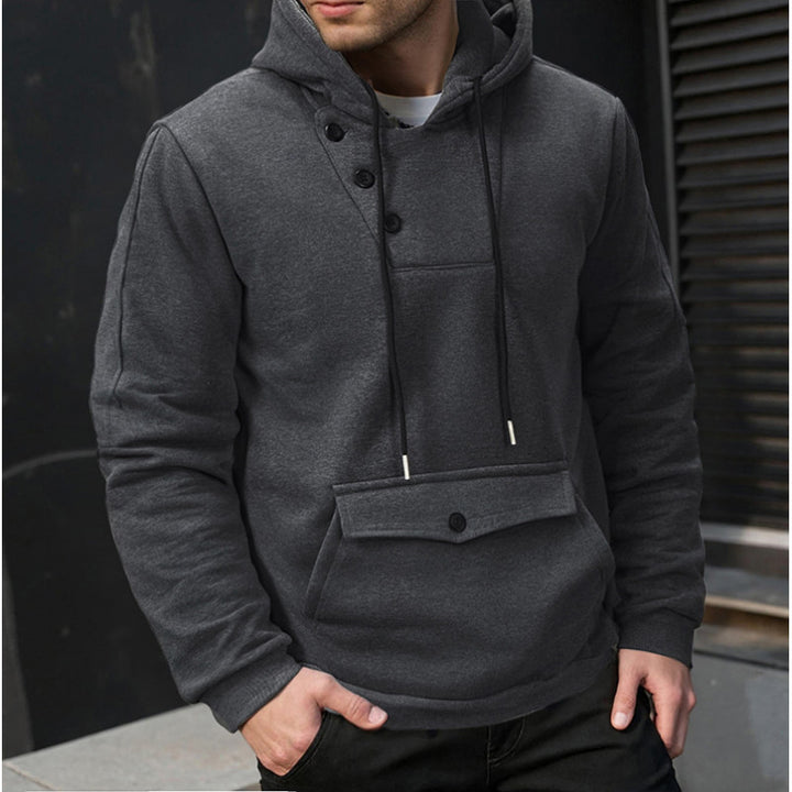 Men's hoodie with button closure and practical pockets Lune London