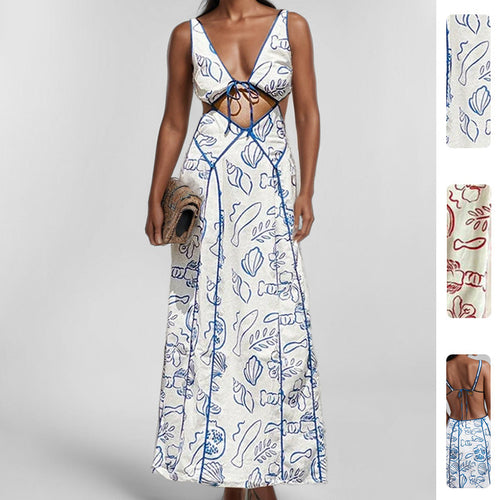 Robe maxi femme avec détail de dos tressé et motif floral Chic & Stil