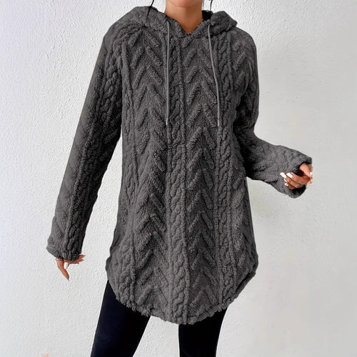 Veste à capuche en polaire confortable pour femme avec design en rib texturé Chic & Stil