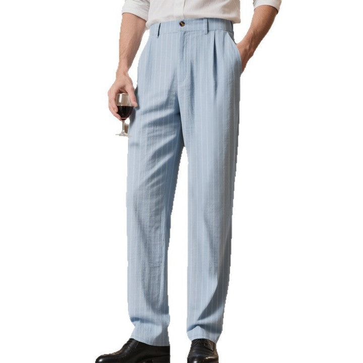 Men's Elegant Suit Trousers with Fine Pinstripe and Comfortable Fit Lune London