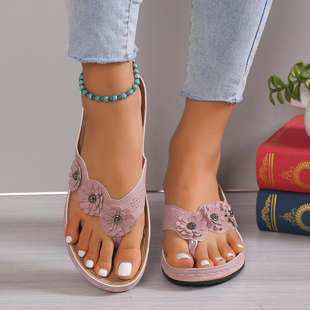 Lune London open toe heeled sandals for women decorated with flowers