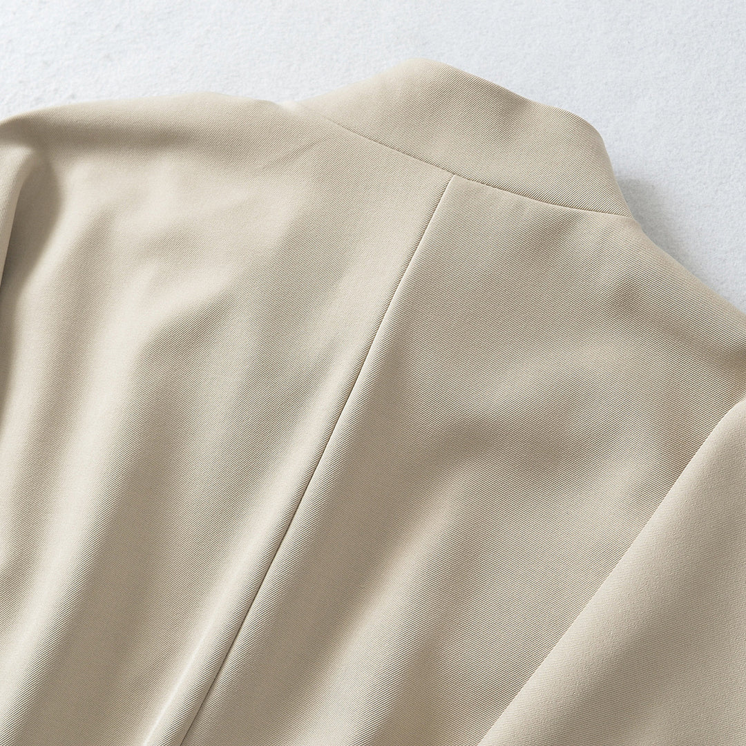 Women's Cropped Cape Blouson with Stand-Up Collar, Concealed Placket, and Elastic Hem