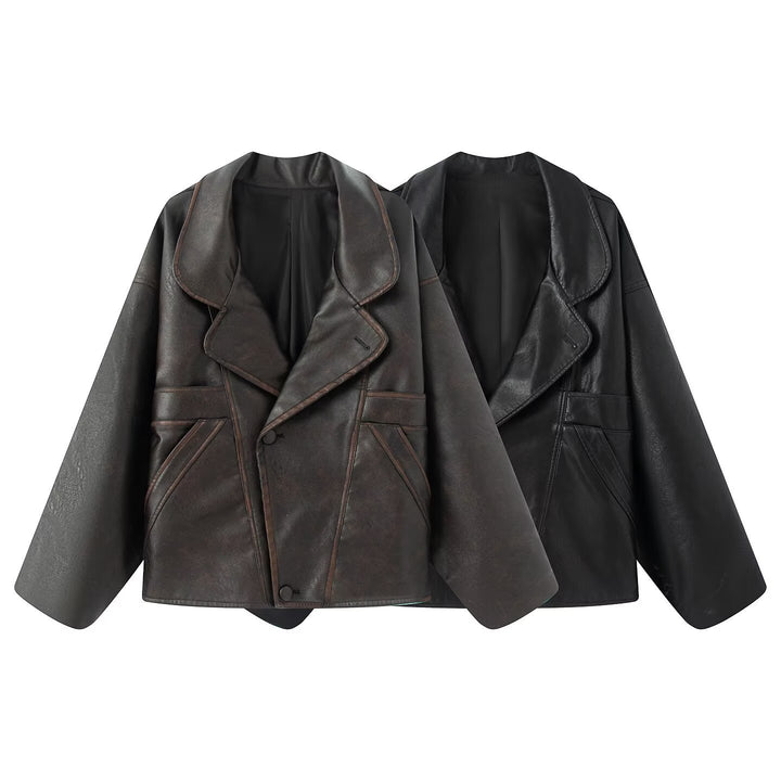 Ladies elegant faux leather jacket with oversized cut Lune London