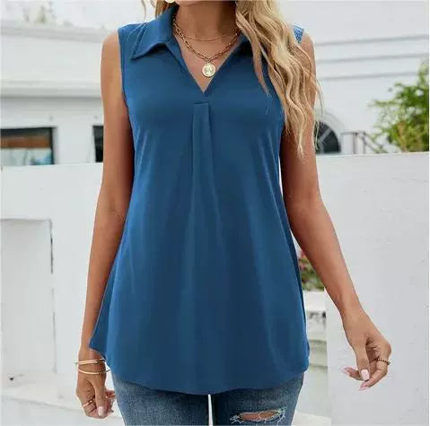 Women sleeveless blouse with structured buttons Lune London