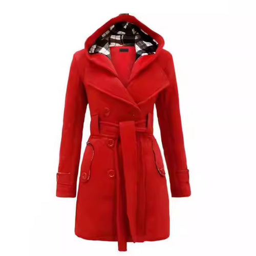 Manteau élégant pour dames avec capuche et motif à carreaux Chic & Stil