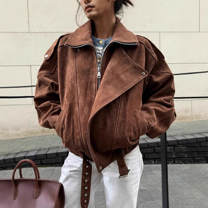 Lune London oversized trendy suede jacket for women