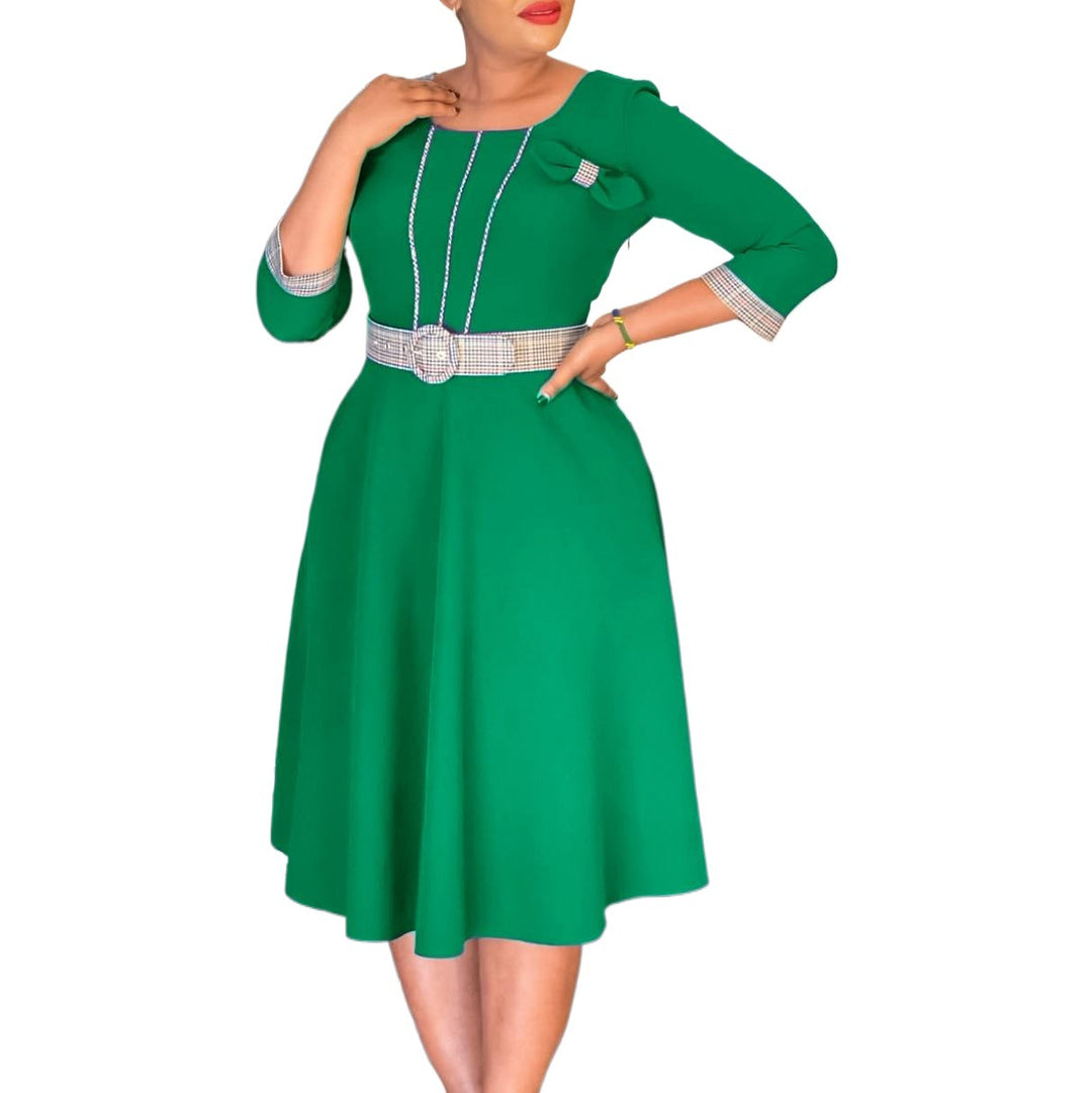 A-line dress for women with decorative belt at the waist and elegant details Lune London