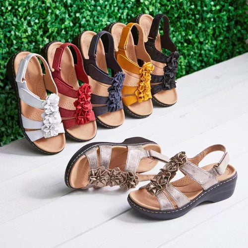 Comfortable wedge heeled sandals for ladies with delicate ruffle details Amarae
