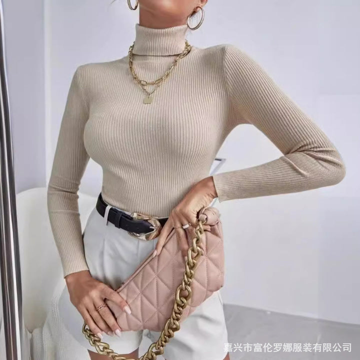 Top à col roulé à manches longues pour femmes en ribbed de haute qualité Chic & Stil