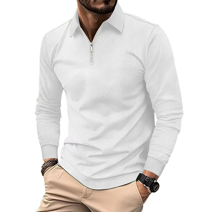 Fashion high collar sweater for men with structured fabric and zipper Amarae