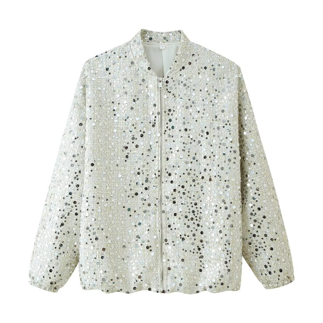 Shiny bomber jacket for women with sparkling sequins Lune London