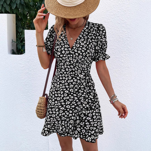 Amarae Floral Mini Wrap Dress for Ladies