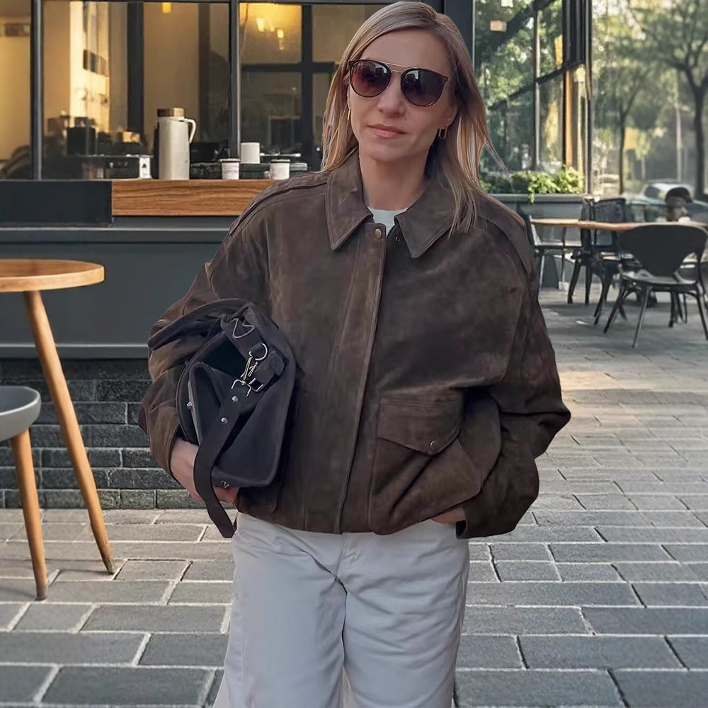 Amarae oversized suede jacket for women