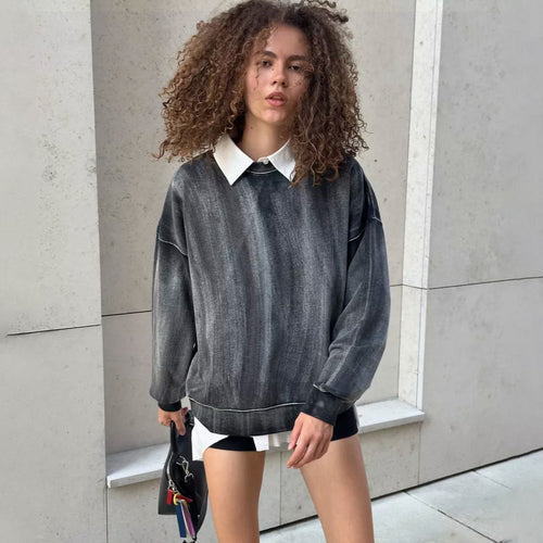 Casual oversized sweater for women with trendy accents and a textured fabric Amarae