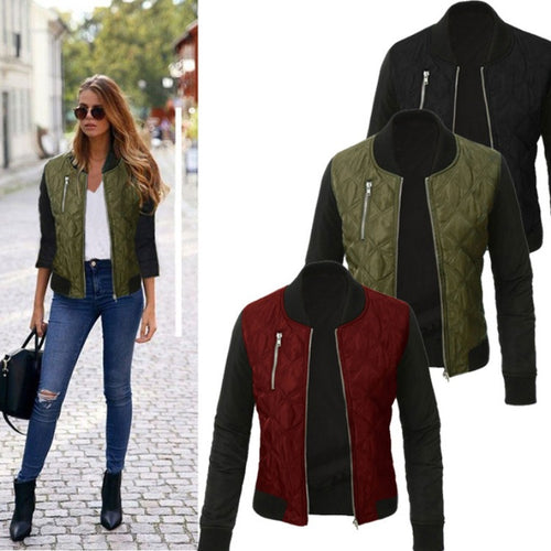 Quilted fashion jacket for women bomber style with zipper Amarael