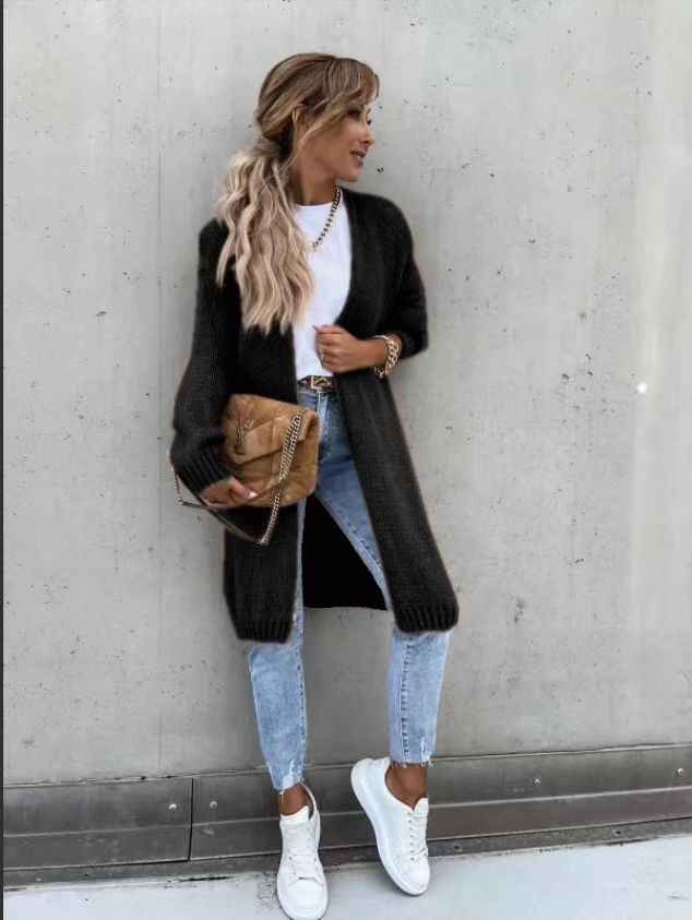 Ladies Open Knit Cardigan with Chunky Knits and a Relaxed Fit Lune London