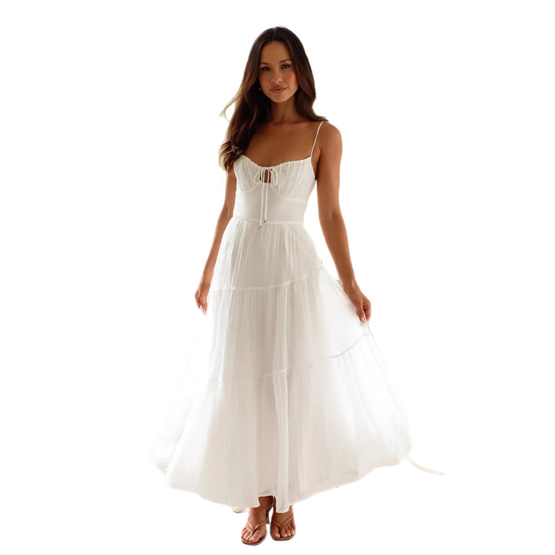 Maxi dress for women with adjustable spaghetti straps Lune London