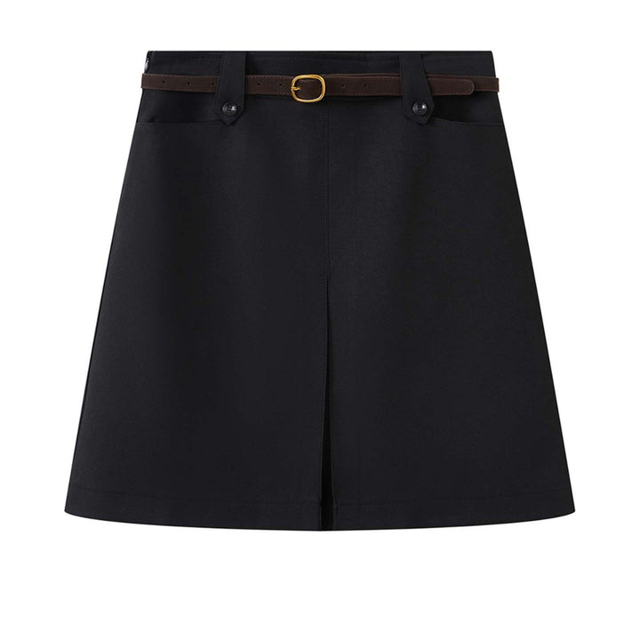 Women Knee-Length A-Line Skirt with Center Slit and Waist Pockets Amarae