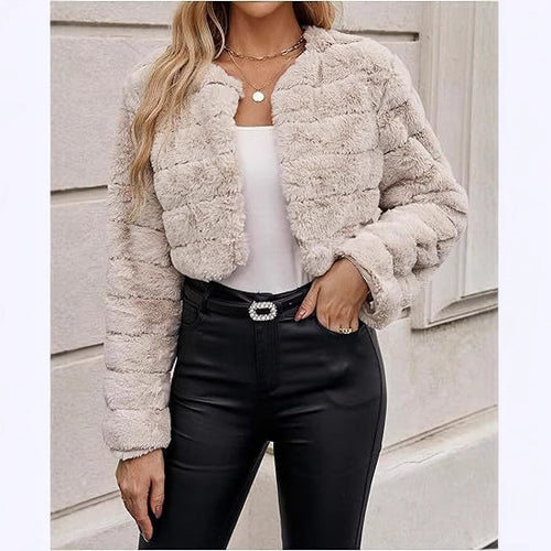 Women’s faux fur jacket with modern leopard print Amarae