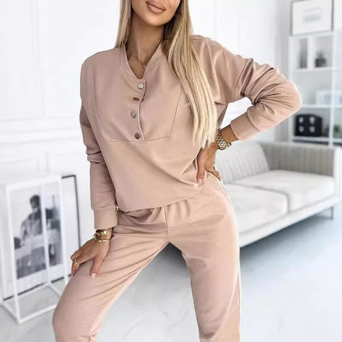 Amarae women's button-up comfortable loungewear set