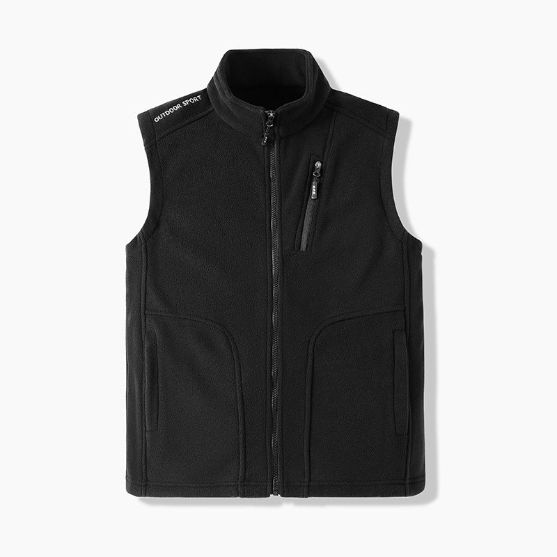 Men's Windproof Micro-Fleece Vest with Stand Collar, Full Zip and Chest Pocket Amarae