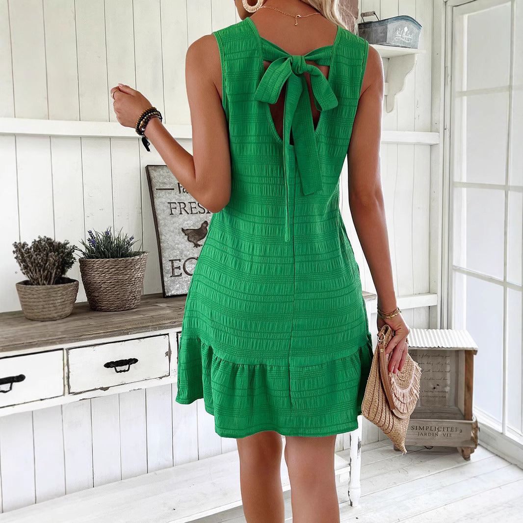 Casual short dress for women with ruffled hem and textured surface Lune London
