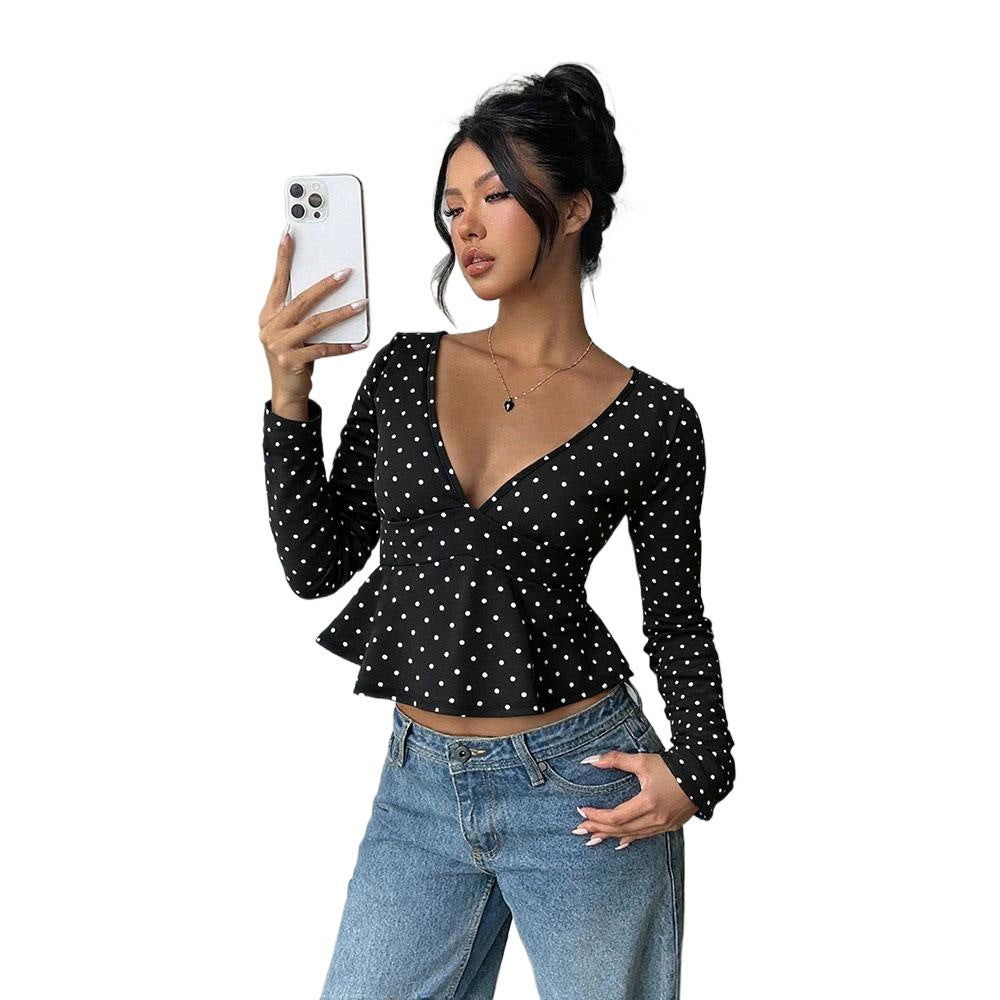 Women's blouse with peplum cut and polka dot pattern Chic & Stil