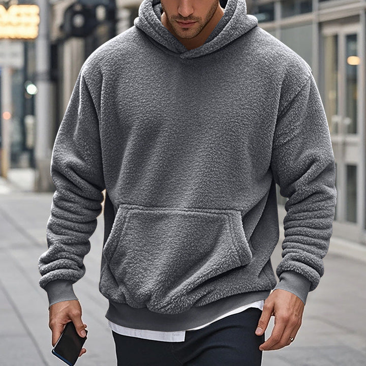 Men's Hoodie Made Of Cozy Teddy Fleece with Kangaroo Pocket and Wide Cuffs Lune London