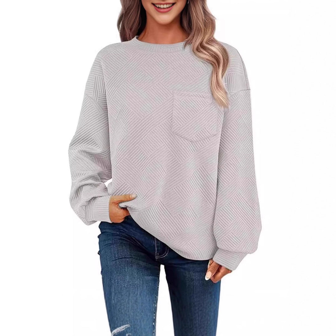 Casual sweater for women with structured fabric pattern and practical chest pocket Lune London