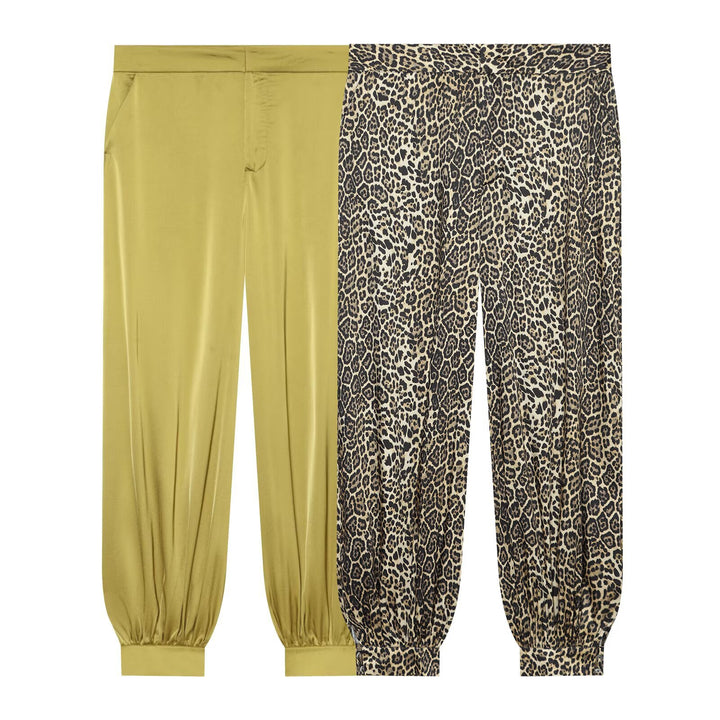 Women's Casual Harem Pants with Leopard Print, Loose Fit and Elastic Cuffs