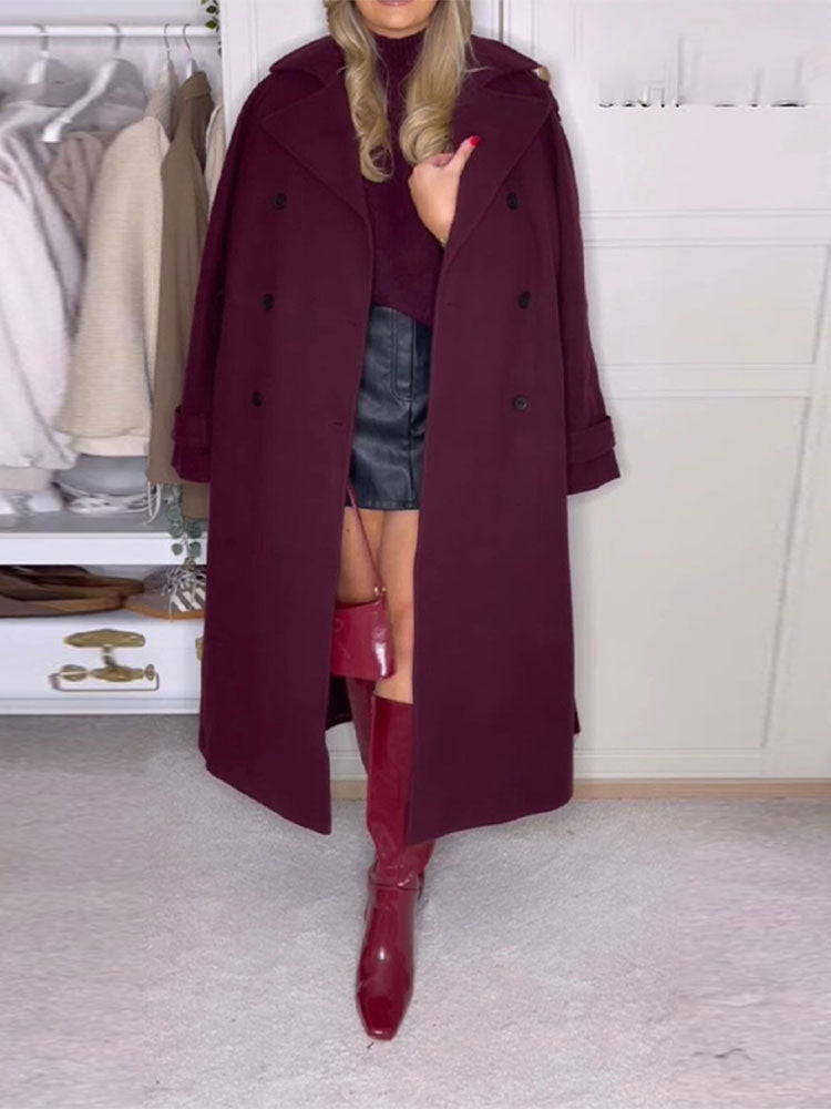 Oversized trench coat for women with double-breasted buttons and generous pockets Lune London