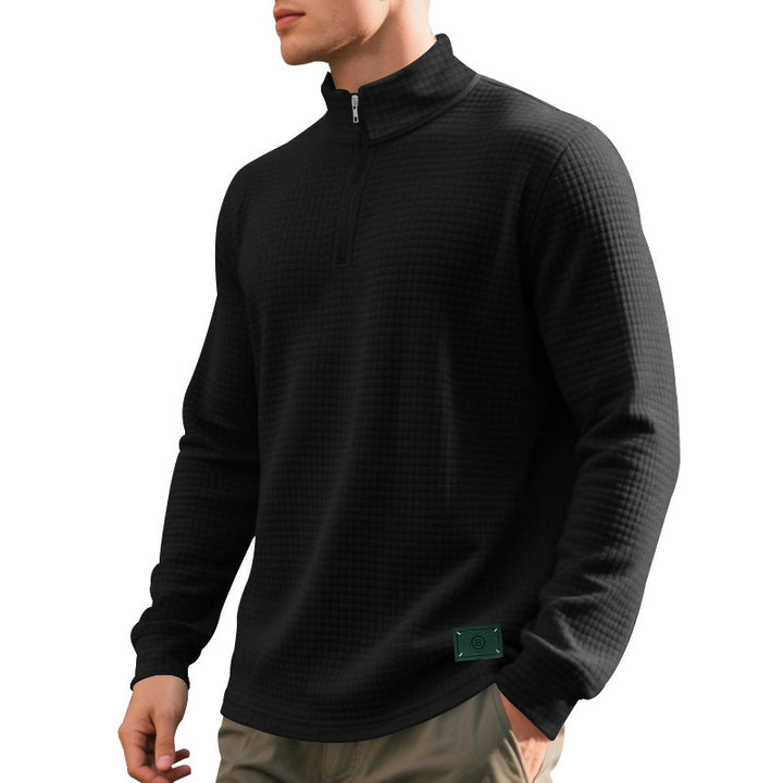 Fleece pullover for men, casual, with half-zip and textured design Amarae