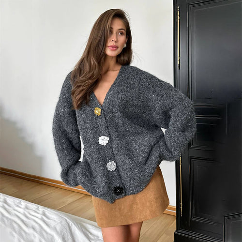 Cardigan for women with eye-catching button details and soft material Amarae