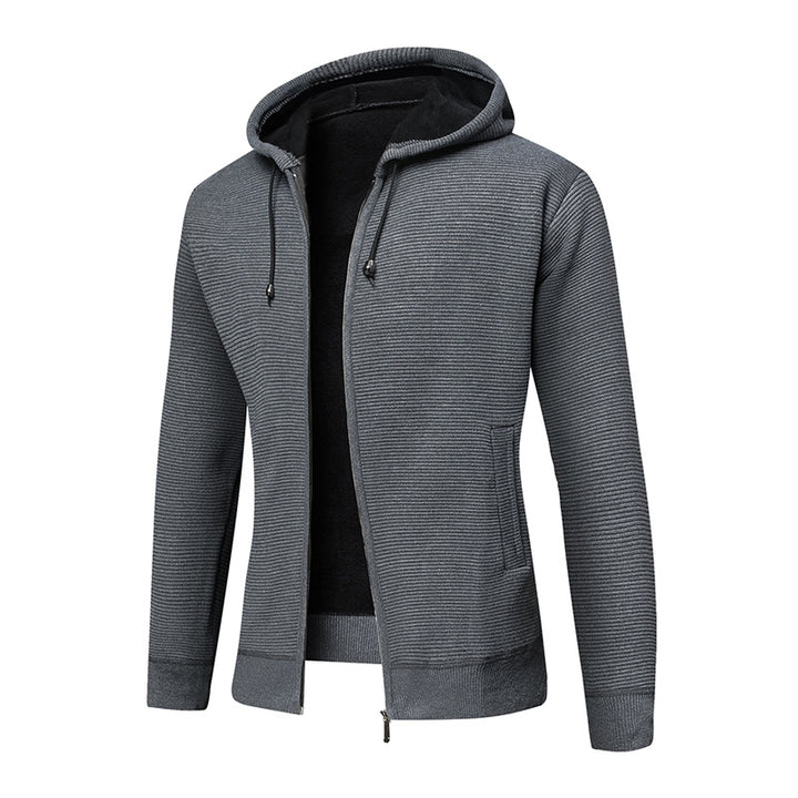 Men's fleece hooded jacket with trendy ribbed design Lune London